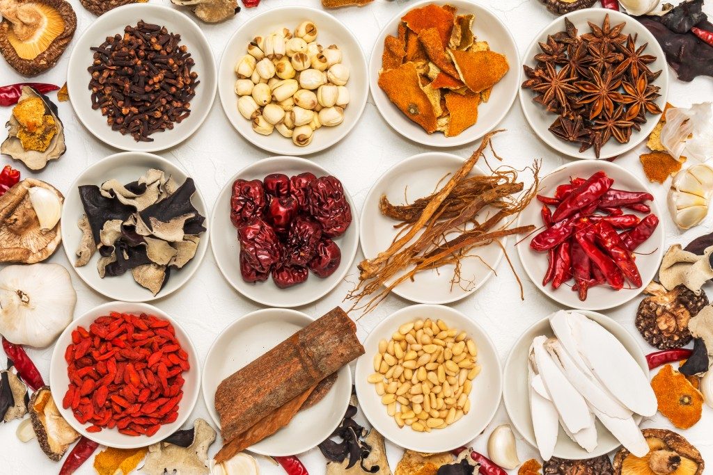 Medicinal Herbs in Small Bowls