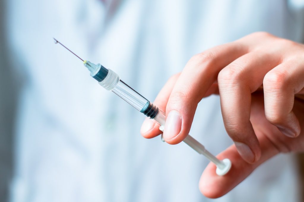 Closeup photo of an injection