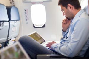 Man on his airplane seat