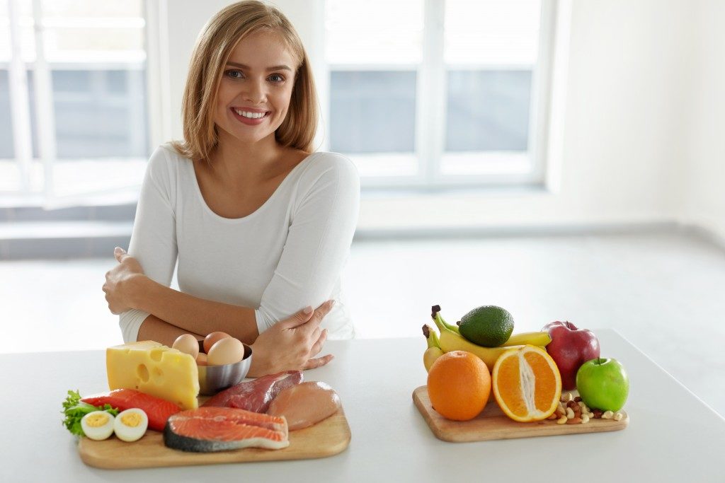 Woman about to prepare a diet meal