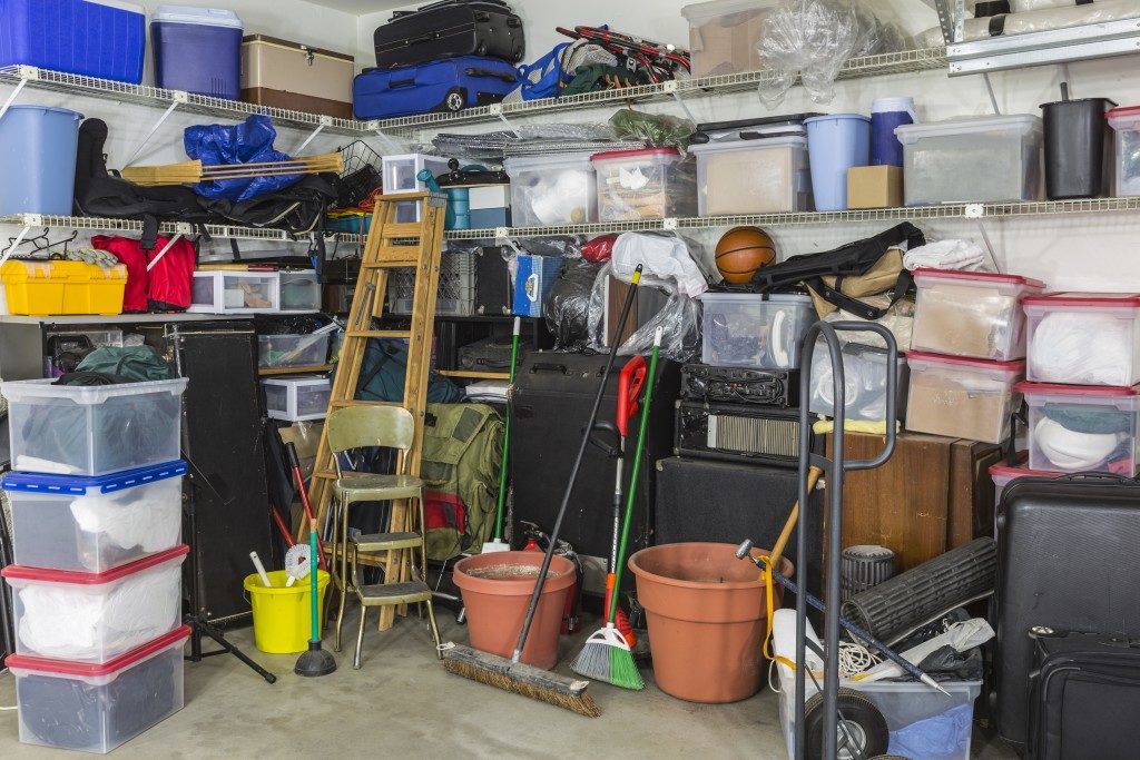 A garage full of junk and storage