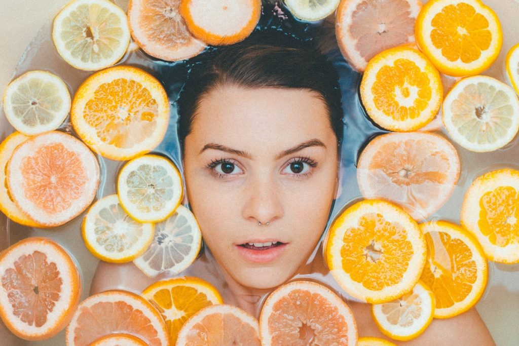 woman on a lemon bathe