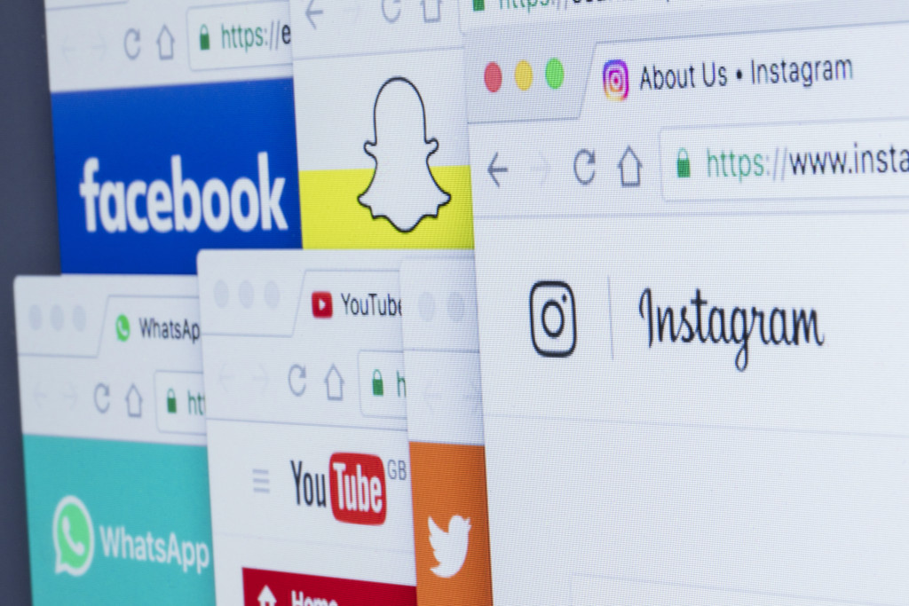 social media accounts open on a screen