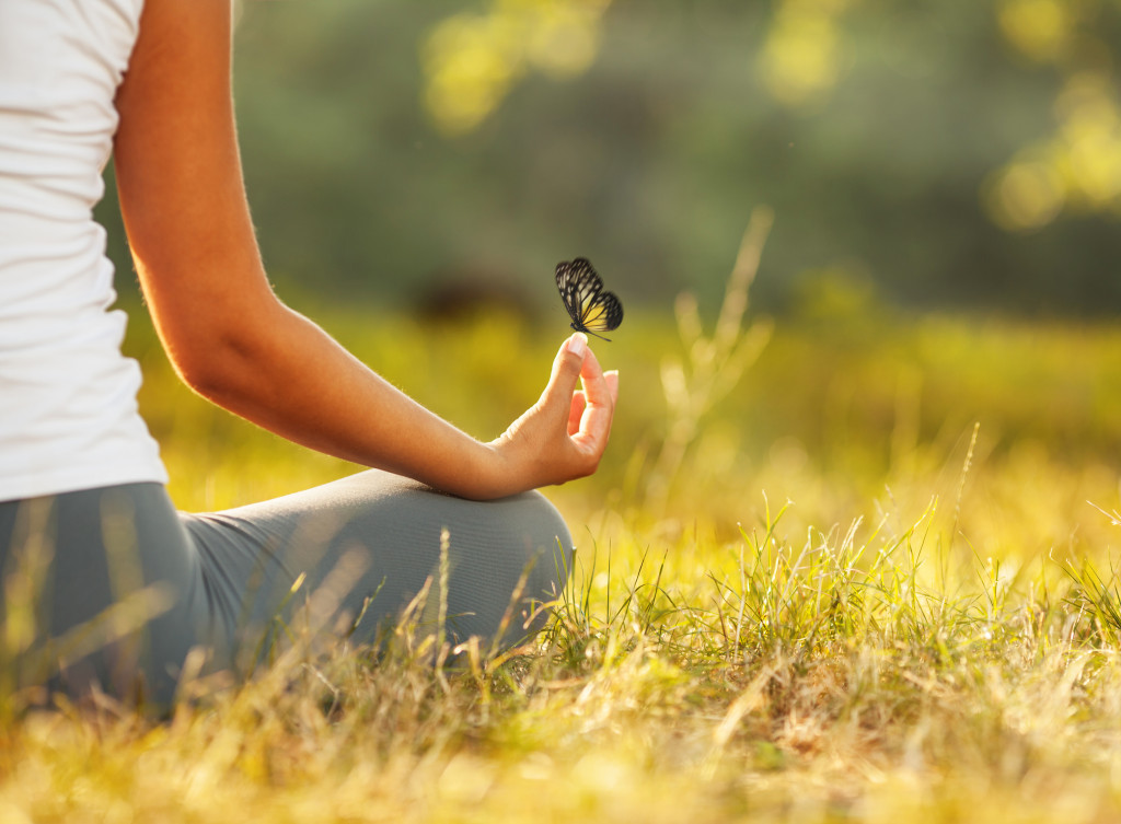 Yoga meditation outdoors